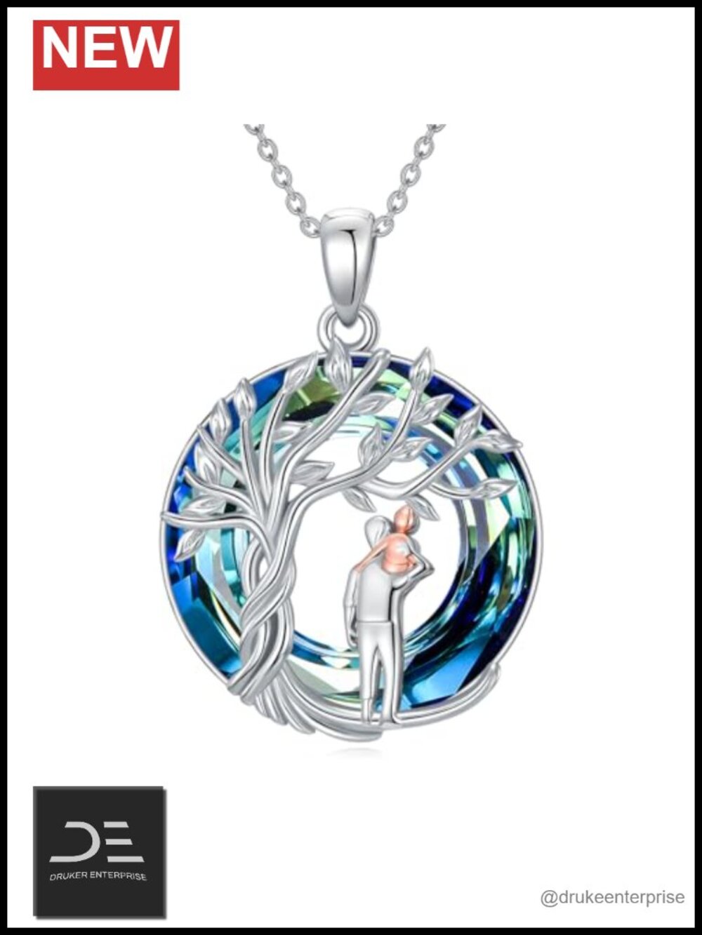 925 Sterling Silver Heart Pendant Necklace Father Daughter Gift Jewelry